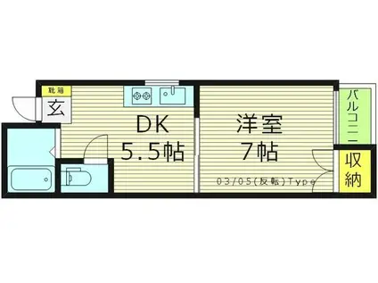 ルネッサンス都島(1DK/4階)の間取り写真