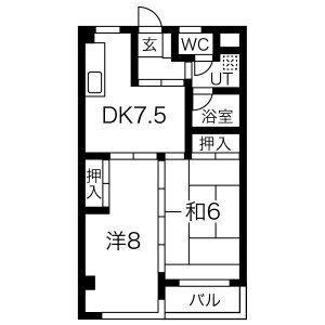 メゾン徳III(2DK/4階)の間取り写真