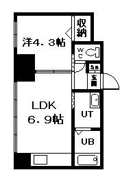エンドレス17A(1LDK/8階)の間取り写真