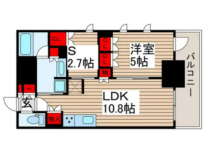 ザ・パークハビオ北千住(1SLDK/14階)の間取り写真