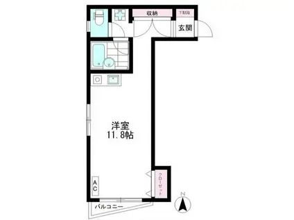 五本木アパートメンツ(ワンルーム/4階)の間取り写真