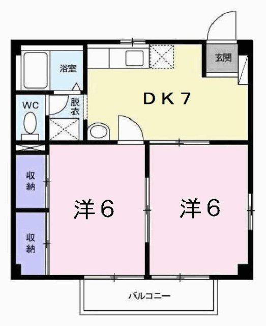 ハイムマコトA(2DK/2階)の間取り写真