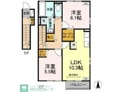 セジュールプレリー(2SLDK/2階)の間取り写真