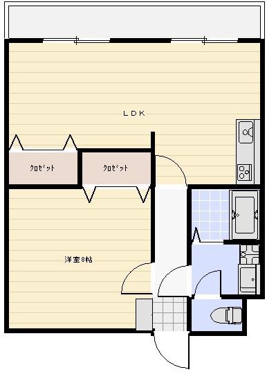 OM三島(1LDK/2階)の間取り写真