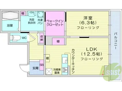 CAMELOTイースト(1LDK/2階)の間取り写真