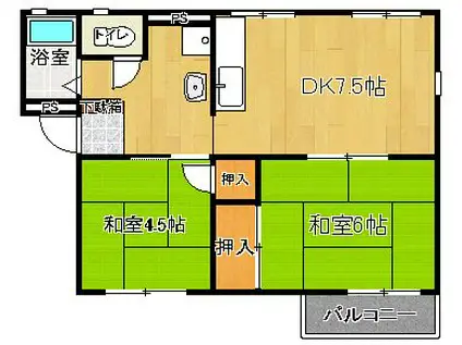 セジュールハイツ(2DK/1階)の間取り写真