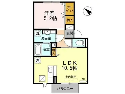 セジュール上ノ山II(1LDK/1階)の間取り写真