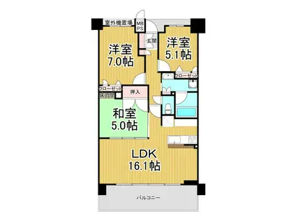 ワコーレ伊丹安堂寺レジデンス(3LDK/6階)の間取り写真