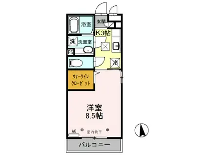 D-ROOM グラツィエ201(1K/2階)の間取り写真