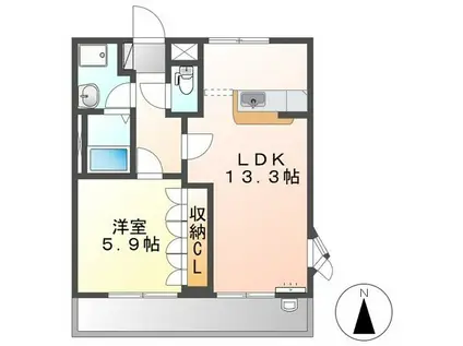 ロイヤル花月(1LDK/2階)の間取り写真
