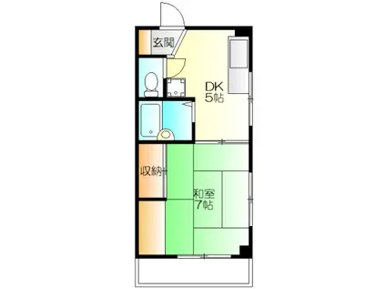 富士見庵ビル(1DK/2階)の間取り写真