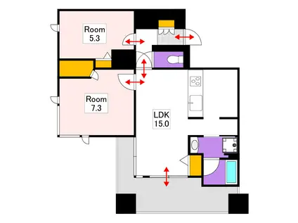 エンヴィーズライフ岡山大雲寺前(2LDK/7階)の間取り写真