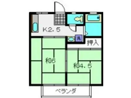 ハイツびんご(2K/2階)の間取り写真