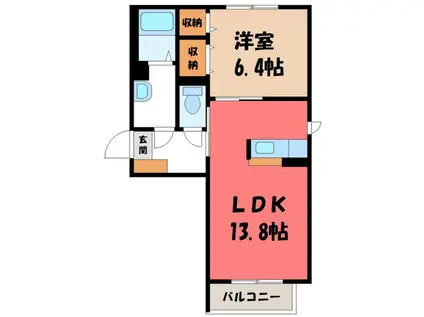クローバーヒルズ(1LDK/1階)の間取り写真