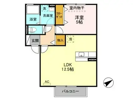 グラン・ソレーユA(1LDK/2階)の間取り写真