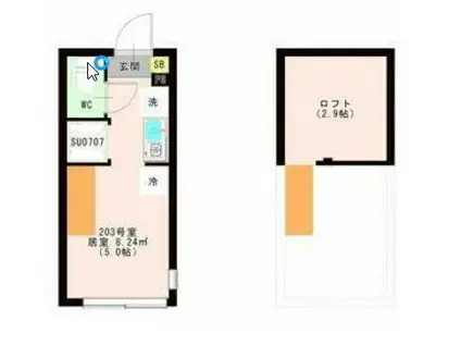 OTAS 代田橋(ワンルーム/2階)の間取り写真