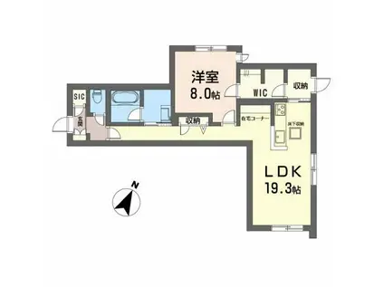 ミラベル祇園(1LDK/1階)の間取り写真