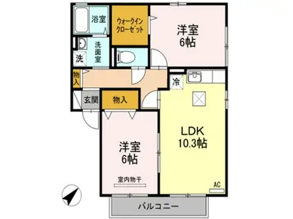 フォーチューン真壁B(2LDK/1階)の間取り写真