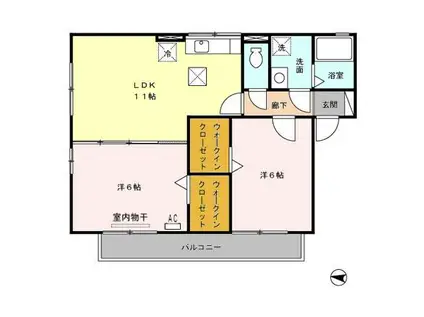 メルベーユ富の原F(2LDK/1階)の間取り写真