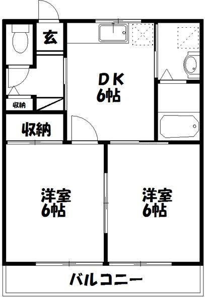 セントラル・ビラA(2DK/2階)の間取り写真