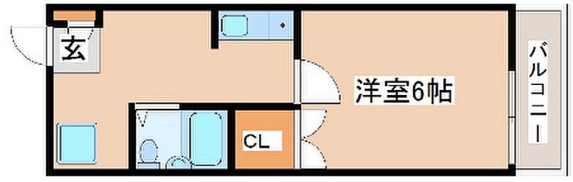 クローバー富士6号館(1K/1階)の間取り写真