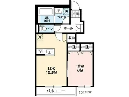 コントレイルII(1LDK/1階)の間取り写真