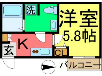 クレヴィスタ新小岩(1K/2階)の間取り写真