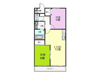 グリーンロード草間(2LDK/2階)の間取り写真