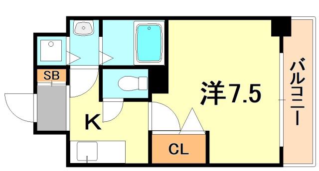 メゾン・ドヴィレ須磨(1K/4階)の間取り写真