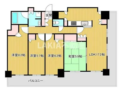 カスタリアタワー長堀橋(4LDK/25階)の間取り写真