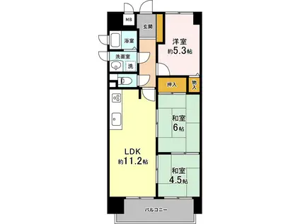 エクセレント米子(3LDK/4階)の間取り写真
