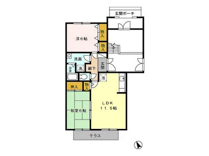 アベニール21(2LDK/1階)の間取り写真