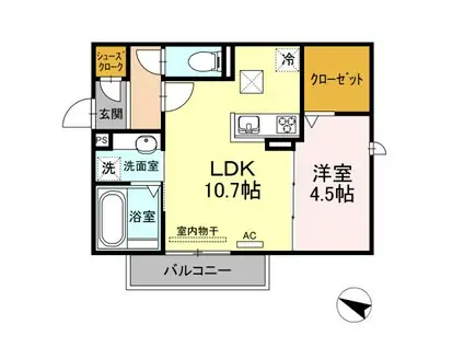 NOBLE 駅前通(1LDK/1階)の間取り写真