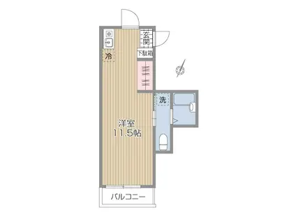 GARDEN HILLS XI(ワンルーム/2階)の間取り写真