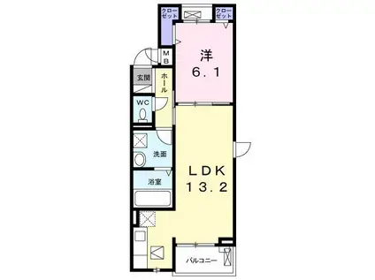 イースト4(1LDK/2階)の間取り写真