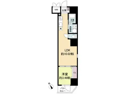 URBAN PARK難波南(1LDK/2階)の間取り写真