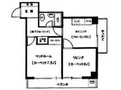 メゾン東麻布(2DK/3階)の間取り写真