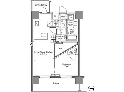 パークハビオ恵比寿(1LDK/12階)の間取り写真
