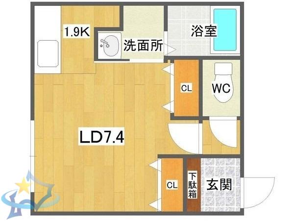 FLOS PROVA(1K/2階)の間取り写真