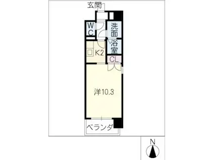 パセオ泉(1K/7階)の間取り写真