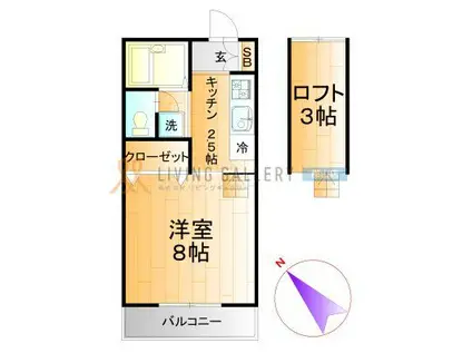 シャルマンスクエア(1K/1階)の間取り写真