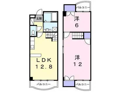伊予鉄道郡中線 地蔵町駅 徒歩5分 3階建 築31年(2LDK/2階)の間取り写真