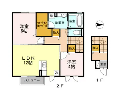 グリーンコートHII(2LDK/2階)の間取り写真