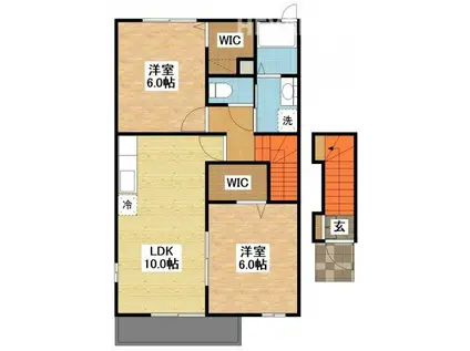 ブリアン・メゾンB(2LDK/2階)の間取り写真