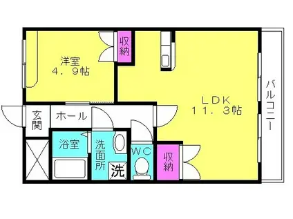 フェリシデーデ(1LDK/1階)の間取り写真