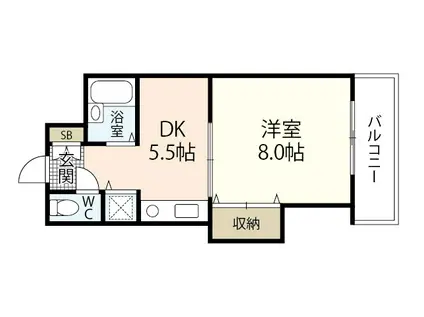 カーサ楠木(1DK/2階)の間取り写真