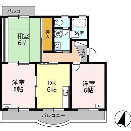 コーポラス望月(3DK/2階)の間取り写真