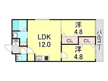 CASA垂水駅前(2LDK/3階)の間取り写真