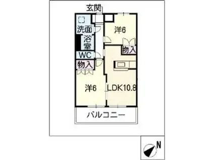 ルアール(2LDK/2階)の間取り写真