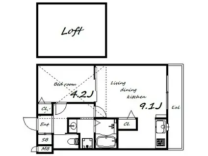 HCフラッツ須磨寺(1LDK/2階)の間取り写真